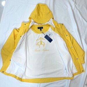 NWT Brooks Brothers Kids Yellow Raincoat Jacket | Size 14Y | Hooded Waterproof